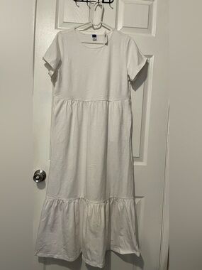 Old Navy White Tiered Short-Sleeve Maxi Dress